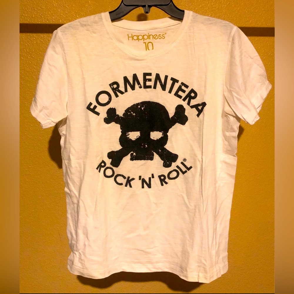 Happiness 10 Formentera Rock' N' Roll Tshirt Men M White Skull Valentine’s Day
